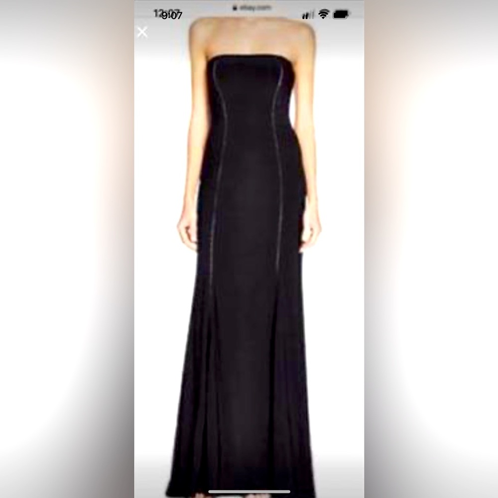 Adrianna Papell black Matte jersey cutout strapless trumpet Gown
